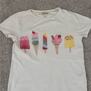 Boden Cream Short-Sleeve Ice Cream Embroidery Tee